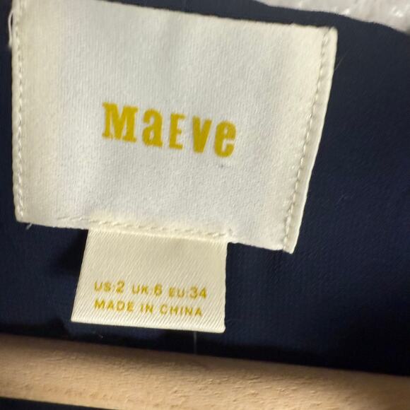 Maeve Anthropologie Navy Fringed Hem Sleeveless Swing Mini Dress Size 2 - Picture 11 of 13